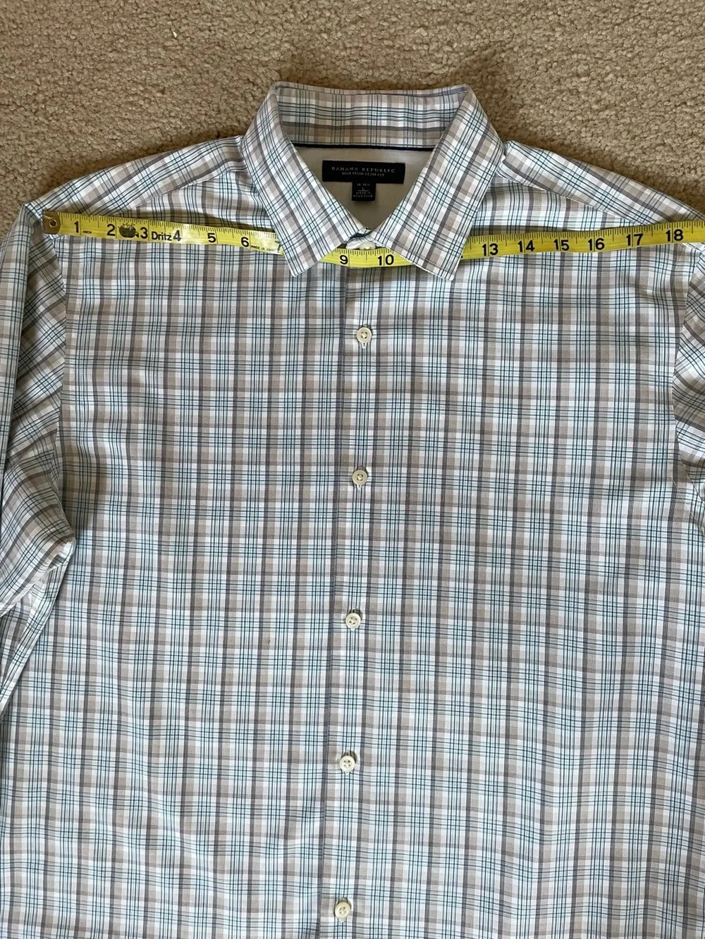 Banana Republic Men's Plaid Button-Down Shirt - Light Blue & Tan